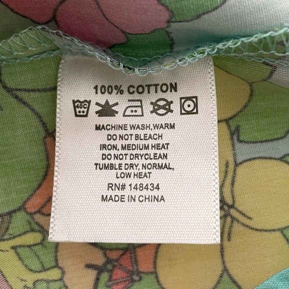 Teenage Mutant Ninja Turtle Pizza and Flowers Button Down Shirt, Blue Small - Picture 9 of 10